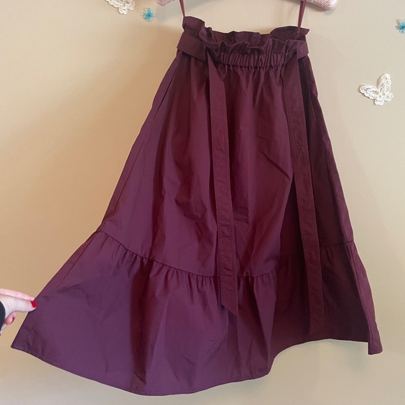 Uniqlo Deep Red Midi Tie Skirt - Picture 3 of 5